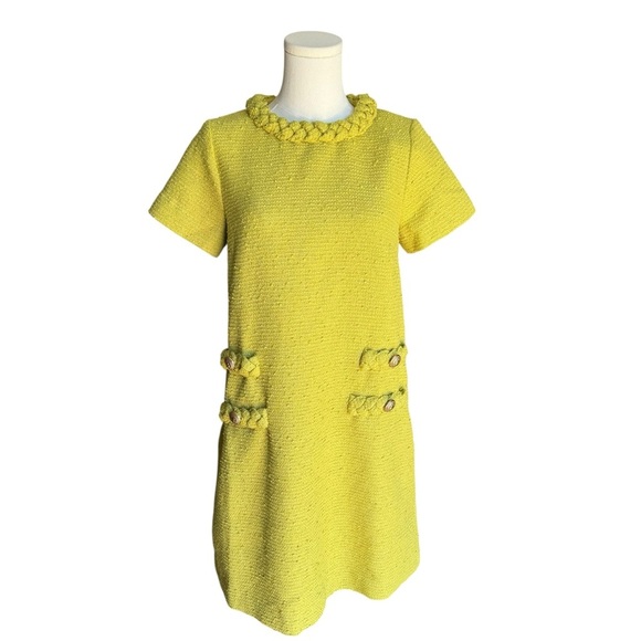 TUCKERNUCK - NWT Chartreuse Tweed Jackie O Classic Vintage Dress Sz S - Picture 2 of 10